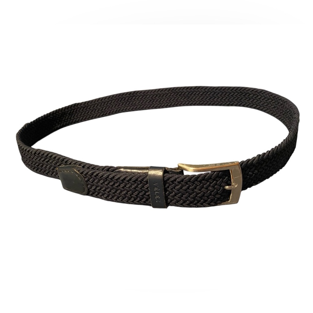 Classic Navy Woven Belt with Gold Buckle